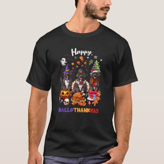 Newfoundland Dog Christmas Happy Halloween Thanksg T-Shirt (Vorderseite)