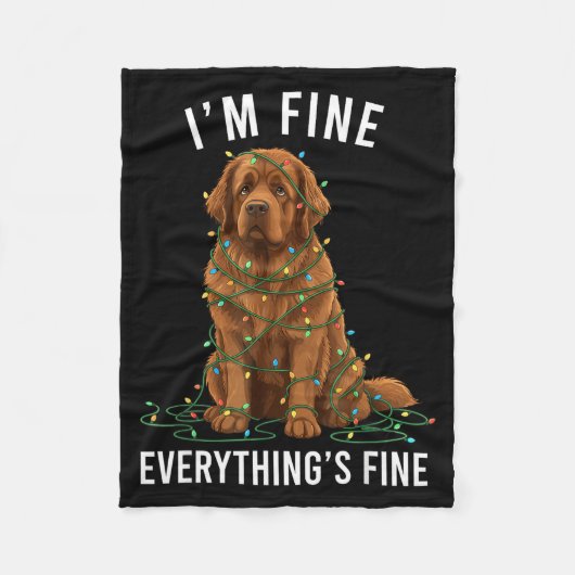 Newfoundland Dog Christmas I'm Fine Everything Is Fleecedecke (Vorderseite)