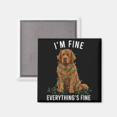 Newfoundland Dog Christmas I'm Fine Everything Is Magnet (Vorderseite/Rückseite)
