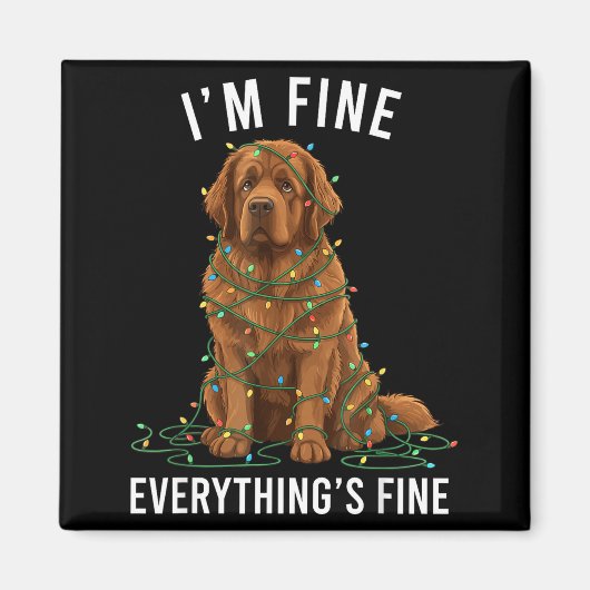 Newfoundland Dog Christmas I'm Fine Everything Is Magnet (Vorne)