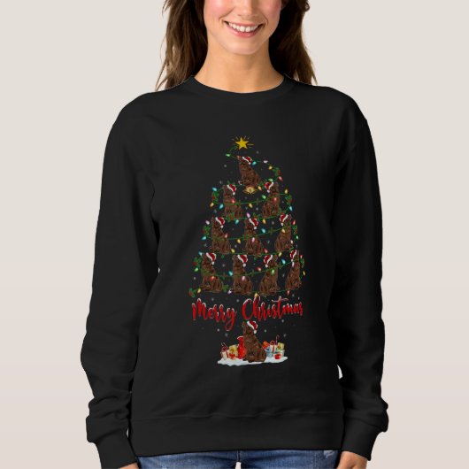 Newfoundland Dog Christmas Tree Lights Newfoundlan Sweatshirt (Vorderseite)