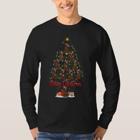 Newfoundland Dog Christmas Tree Lights Newfoundlan T-Shirt (Vorderseite)
