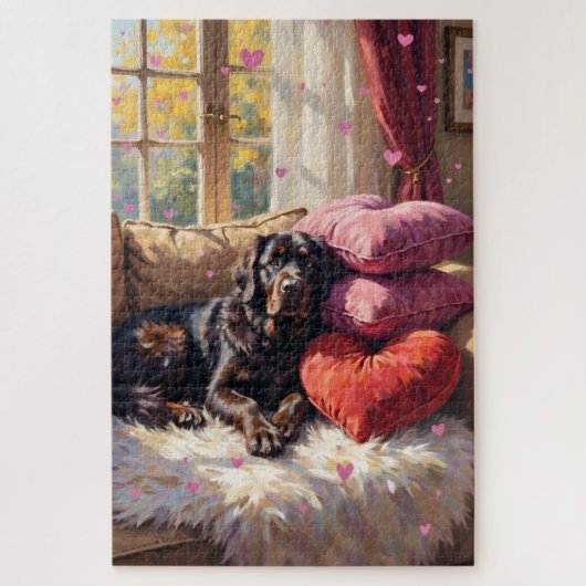 Newfoundland Dog Cozy Valentine's Day Retreat Puzzle (Vertikal)