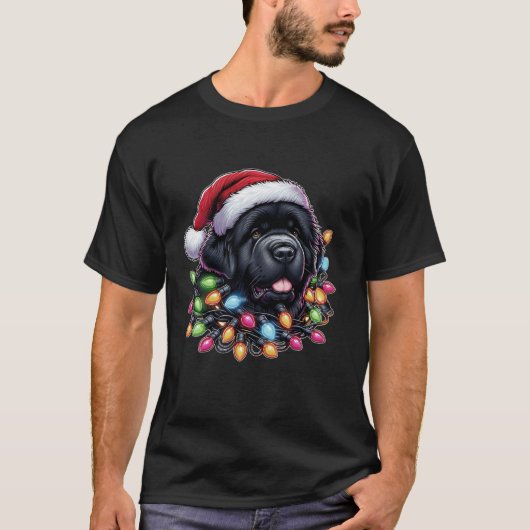 Newfoundland Dog Dog Christmas Hat Xmas T-Shirt (Vorderseite)