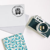 Newfoundland Dog Family Return Address Gummistempel