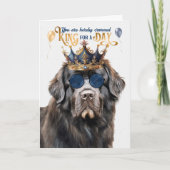 Newfoundland Dog King for a Day Funny Birthday Karte (Vorderseite)