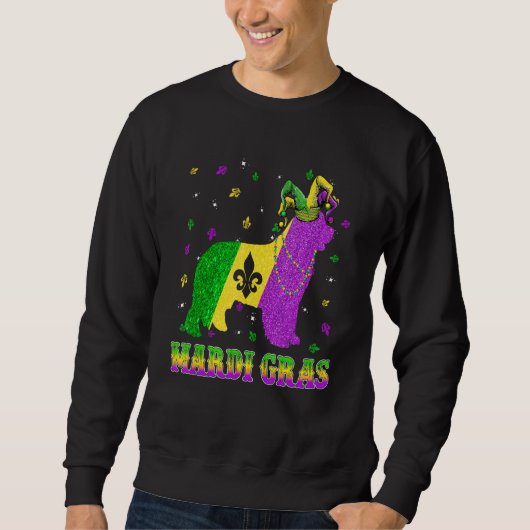 Newfoundland Dog Mardi Gras Carnival Jester Beads Sweatshirt (Vorderseite)
