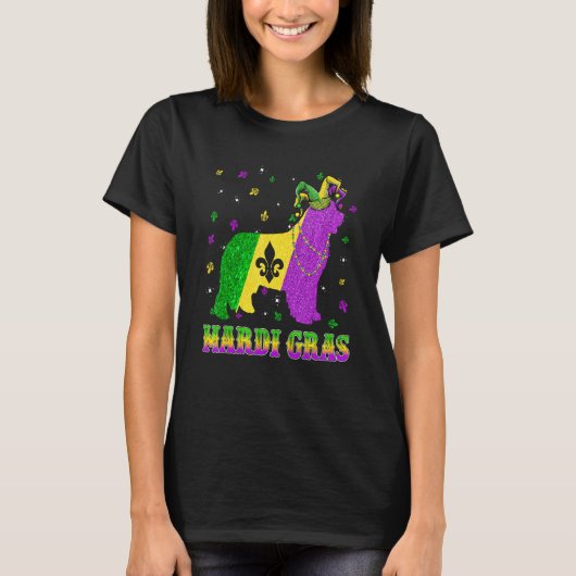 Newfoundland Dog Mardi Gras Carnival Jester Beads T-Shirt (Vorderseite)