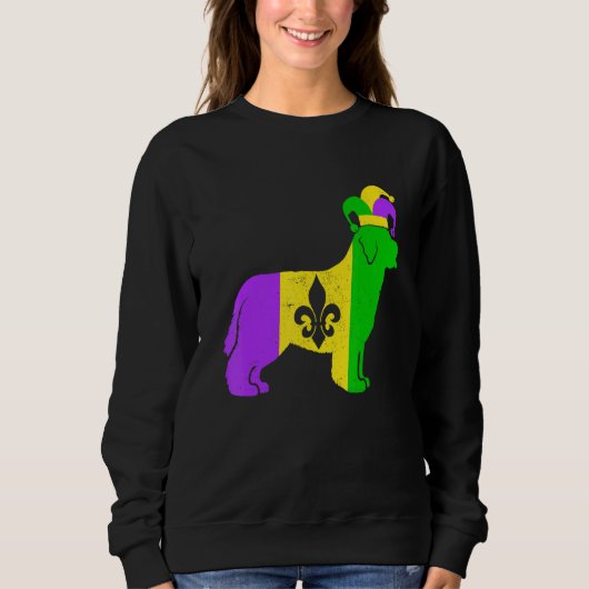 Newfoundland Dog Mardi Gras Carnivals Funny Puppy Sweatshirt (Vorderseite)