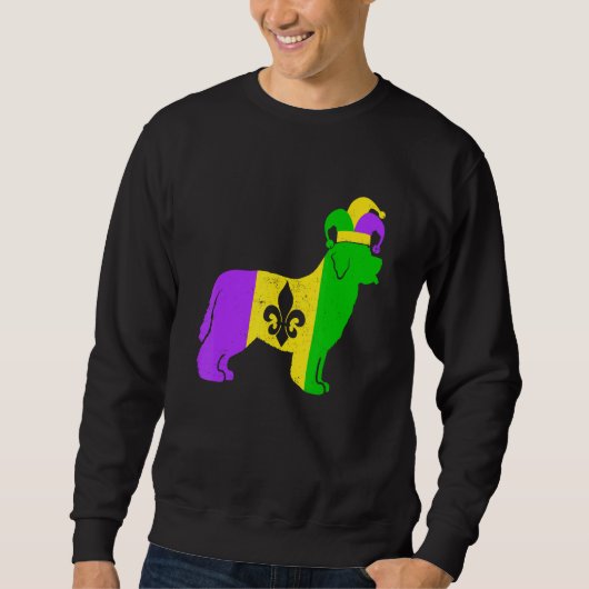 Newfoundland Dog Mardi Gras Carnivals Funny Puppy Sweatshirt (Vorderseite)