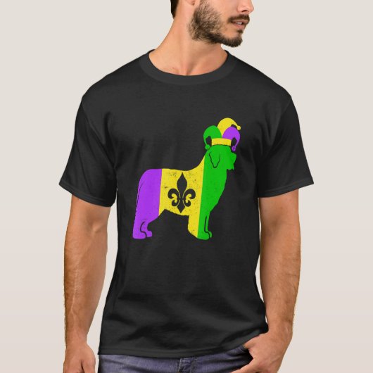 Newfoundland Dog Mardi Gras Carnivals Funny Puppy T-Shirt (Vorderseite)