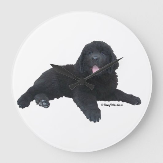 Newfoundland Dog Puppy Wall Clock Große Wanduhr (Vorderseite)