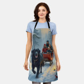Newfoundland Dog Snowy Sleigh Ride Christmas Schürze (Getragen)