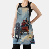 Newfoundland Dog Snowy Sleigh Ride Christmas Schürze (InSitu)