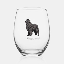Newfoundland Dog Stemless Wine Glass Weinglas Ohne Stiel