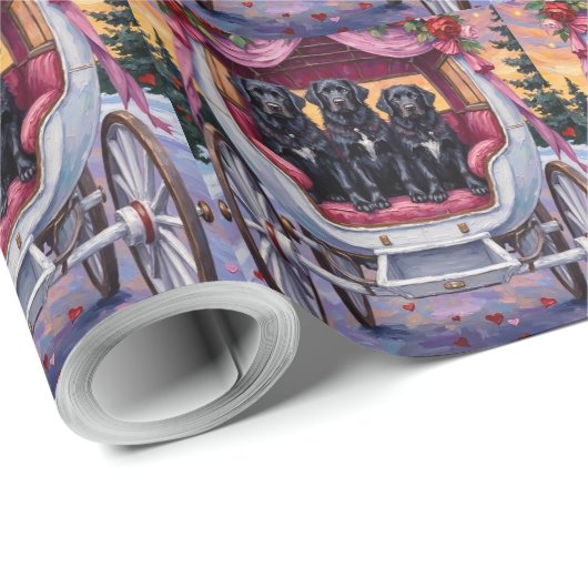 Newfoundland Dog Valentine's Day  Geschenkpapier (Rolleneckpunkt)