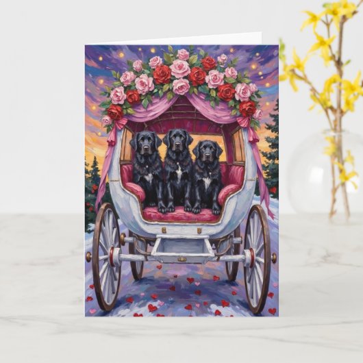 Newfoundland Dog Valentine's Day  Karte (Gelbe Blume)