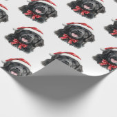 Newfoundland Dog with Santa Hat Geschenkpapier (Ecke)