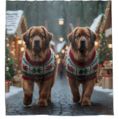 Newfoundland Dogs Christmas Snow Holiday Duschvorhang (Vorderseite)