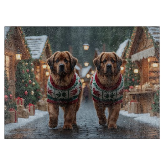 Newfoundland Dogs Christmas Snow Holiday Schneidebrett (Vorderseite)