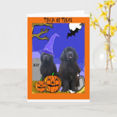 Newfoundland Dogs Halloween Karte (Gelbe Blume)