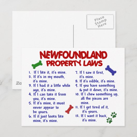 NEWFOUNDLAND-Eigentumsrecht 2 Postkarte (Vorne/Hinten)