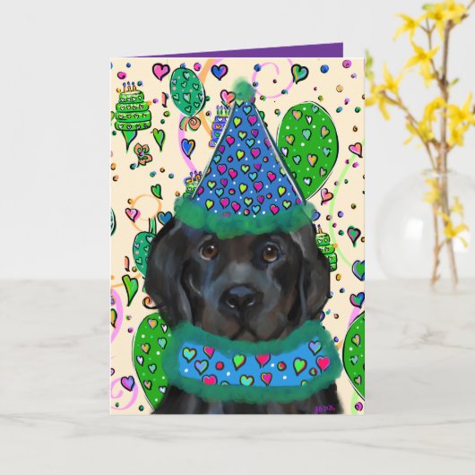 NEWFOUNDLAND HUND KARTE (Gelbe Blume)