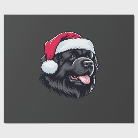 Newfoundland in a Santa Hat Classic T-Shirt Geschenkpapier (Flach)