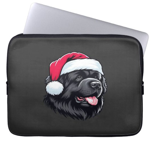 Newfoundland in a Santa Hat Classic T-Shirt Laptopschutzhülle (Vorderseite)