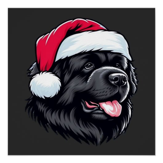 Newfoundland in a Santa Hat Classic T-Shirt Poster (Vorderseite)