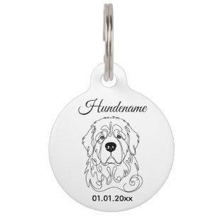 Newfoundland Minimalist Line Art Personalized Tag Haustiermarke