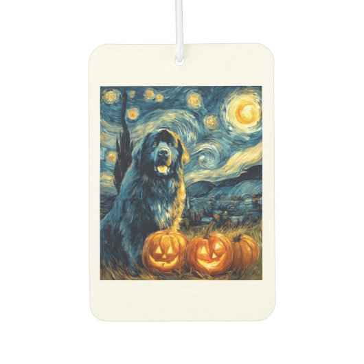 Newfoundland Newfie Cute Dog Halloween Jack O Lant Autolufterfrischer (Vorderseite)