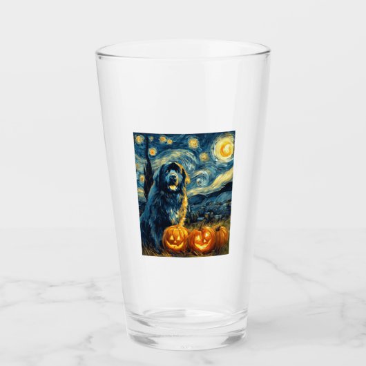 Newfoundland Newfie Cute Dog Halloween Jack O Lant Glas (Vorderseite)
