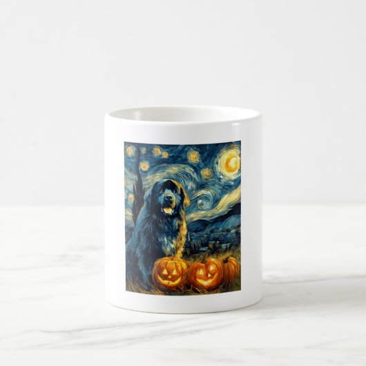 Newfoundland Newfie Cute Dog Halloween Jack O Lant Kaffeetasse (Mittel)