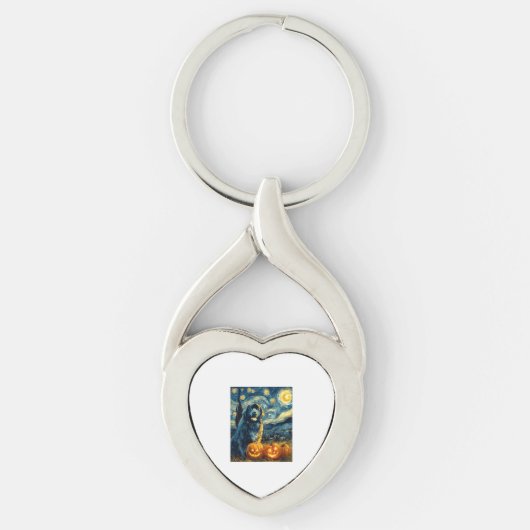 Newfoundland Newfie Cute Dog Halloween Jack O Lant Schlüsselanhänger (Vorderseite)