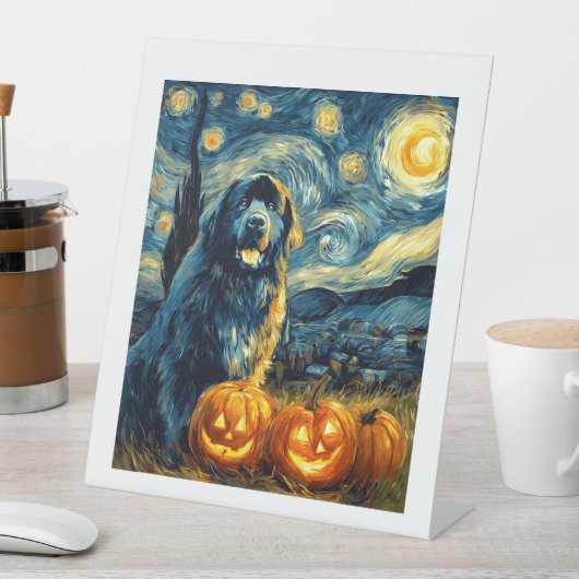 Newfoundland Newfie Cute Dog Halloween Jack O Lant Sockelschild (In Situ)