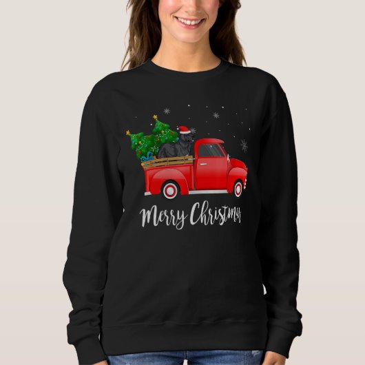Newfoundland Red Truck Christmas Tree Xmas Dog Sweatshirt (Vorderseite)
