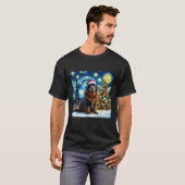 Newfoundland Starry Night Christmas Van Gogh Dog S T-Shirt (Vorne ganz)