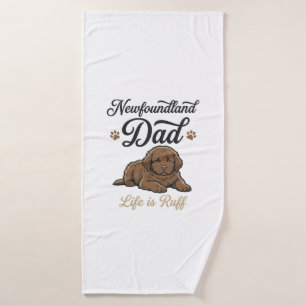 Newfoundland-Vater-Leben ist rau Vintage-Hund-Shir Badehandtuch