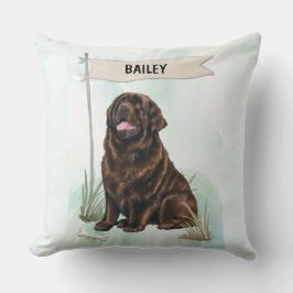 Newfoundland Watercolor Personalized Dog Kissen