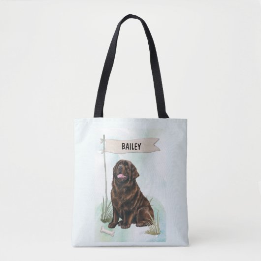 Newfoundland Watercolor Personalized Dog Tasche (Vorderseite)