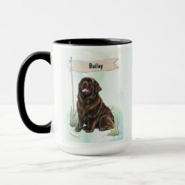 Newfoundland Watercolor Personalized Dog Tasse