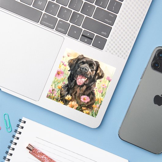 Newfoundland Watercolor Sticker (Laptop mit iPhone)