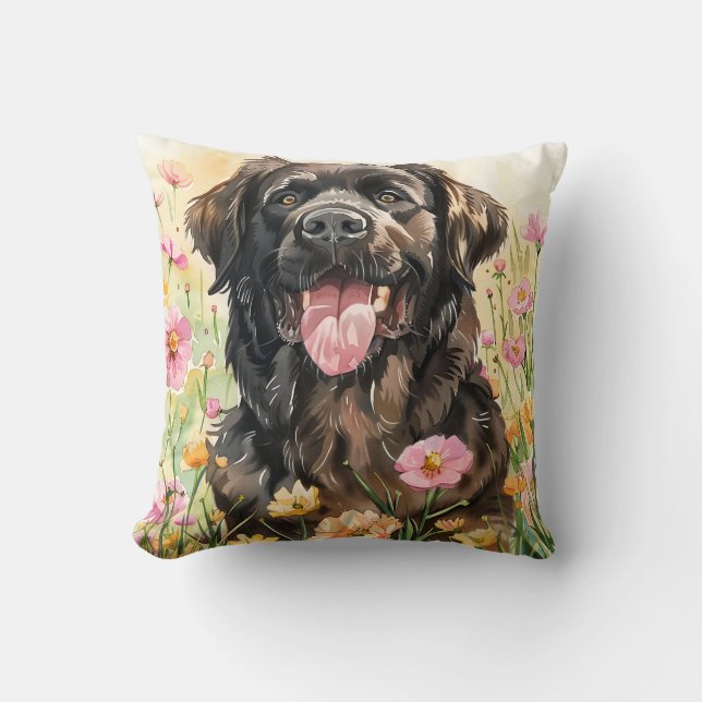 Newfoundland Watercolor Throw Pillow  Kissen (Vorderseite)