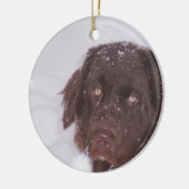 Newfy Mädchen-Weihnachten Keramikornament (Links)
