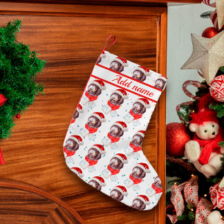 Newfypoo Dog Breed Christmas Stars Kleiner Weihnachtsstrumpf