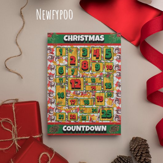 Newfypoo Dog Countdown Weihnachtskalender Feiertagskarte