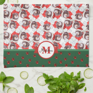 Newfypoo-Muster-Monogramm-Weihnachten-Hund Geschirrtuch