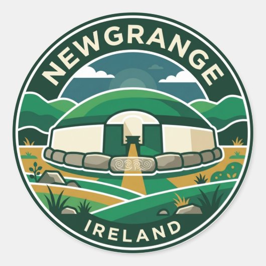 Newgrange Irland Runder Aufkleber (Vorderseite)