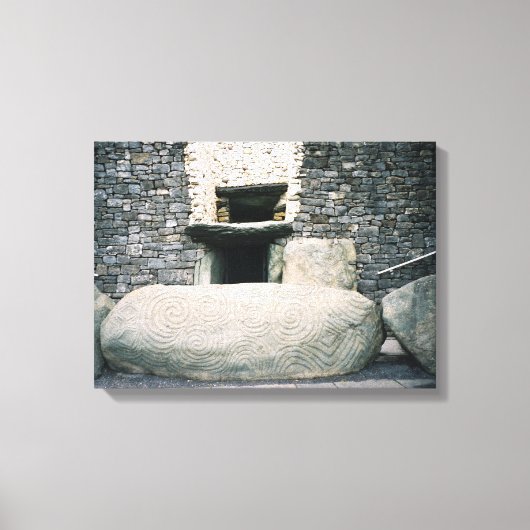Newgrange Irland, Spiral Stone Symbole drucken Leinwanddruck (Vorderseite)